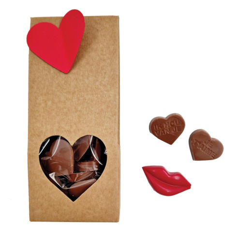 Mini cœurs chocolat au lait. A déposer sur la table de nuit / Chocolat Saint-Valentin