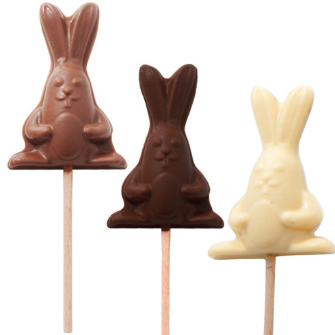 Sucette lapin en chocolat lait, noir ou blanc / Chocolats de Pâques traditionnels