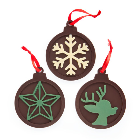 Boule de Noël plate en chocolat noir / Cadeau Chocolat Noël