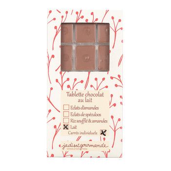 Tablette de chocolat au lait carrés individuels Jadis et Gourmande