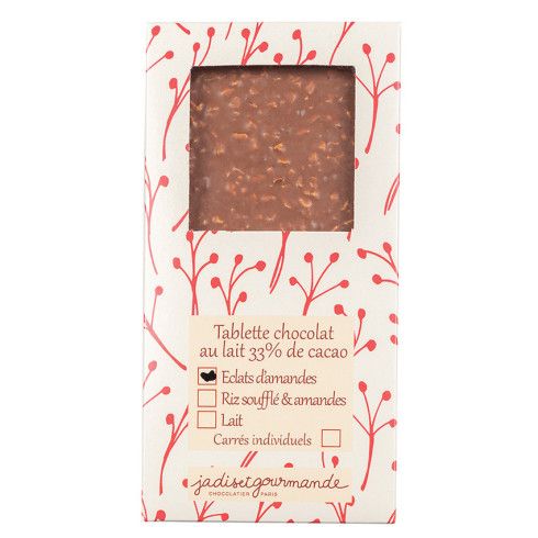 Tablette de chocolat éclats d'amandes chocolat lait / Accueil