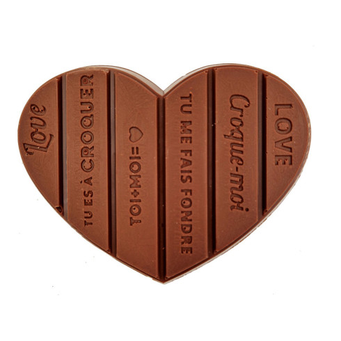 Tablette coeur chocolat au lait / Chocolat Saint-Valentin