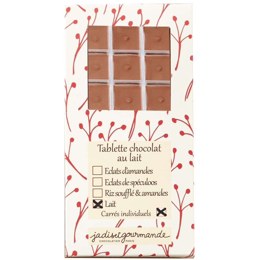 Tablette de chocolat au lait carrés individuels