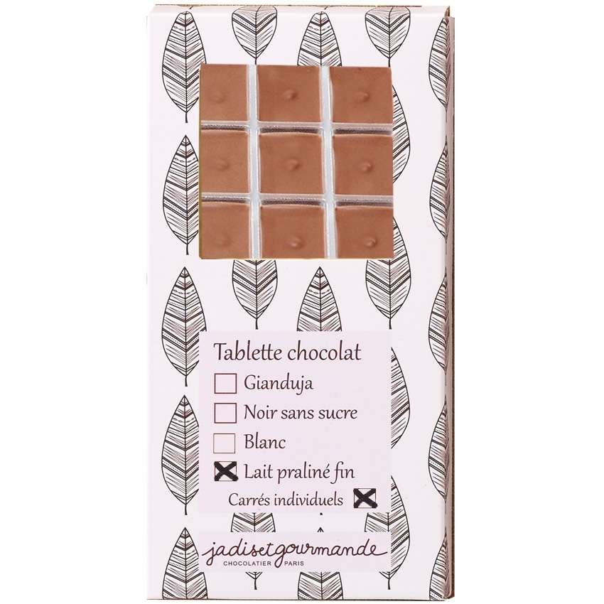 Tablette de chocolat au lait garnie de praliné