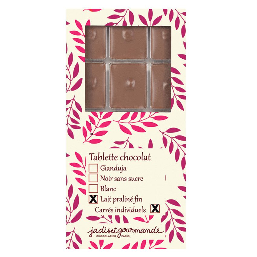 Tablette de chocolat au lait garnie de praliné