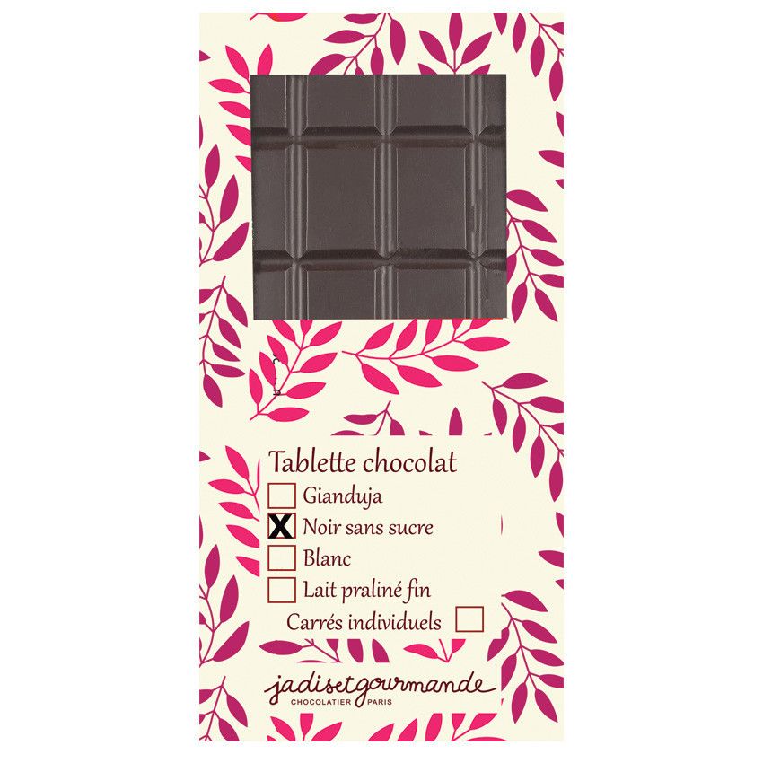 Tablette chocolat NOIR SANS SUCRE - 80gr - Les Cadets de Gascogne