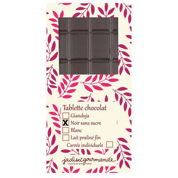 Tablette de chocolat noir sans sucre Jadis et Gourmande