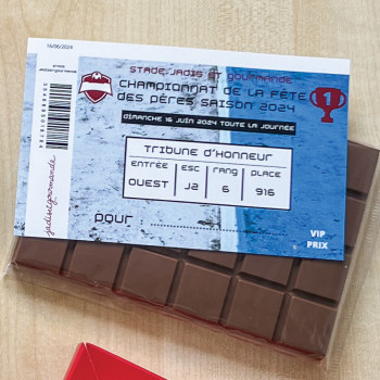 Une tablette sportive en chocolat lait Jadis et Gourmande