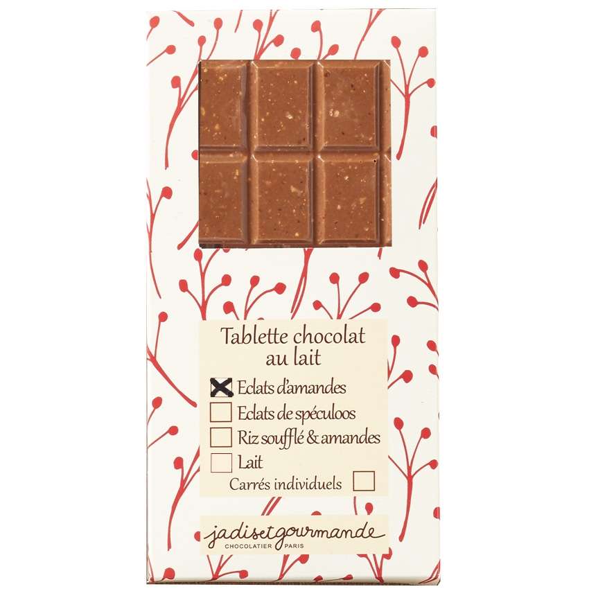 Tablette de chocolat éclats d'amandes chocolat lait