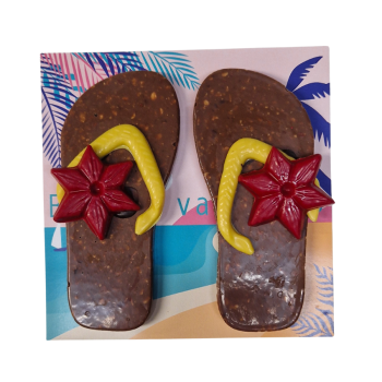 Paire de tong en chocolat au lait et décor Jadis et Gourmande