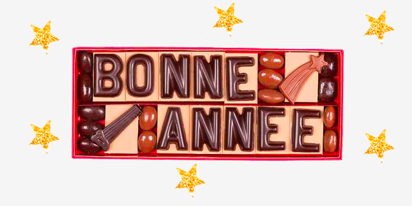Chocolats spécial Nouvel An et vœux en chocolat